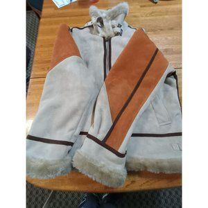 Koman Sport VTG outerwear color block faux fur suede jacket coat men's large